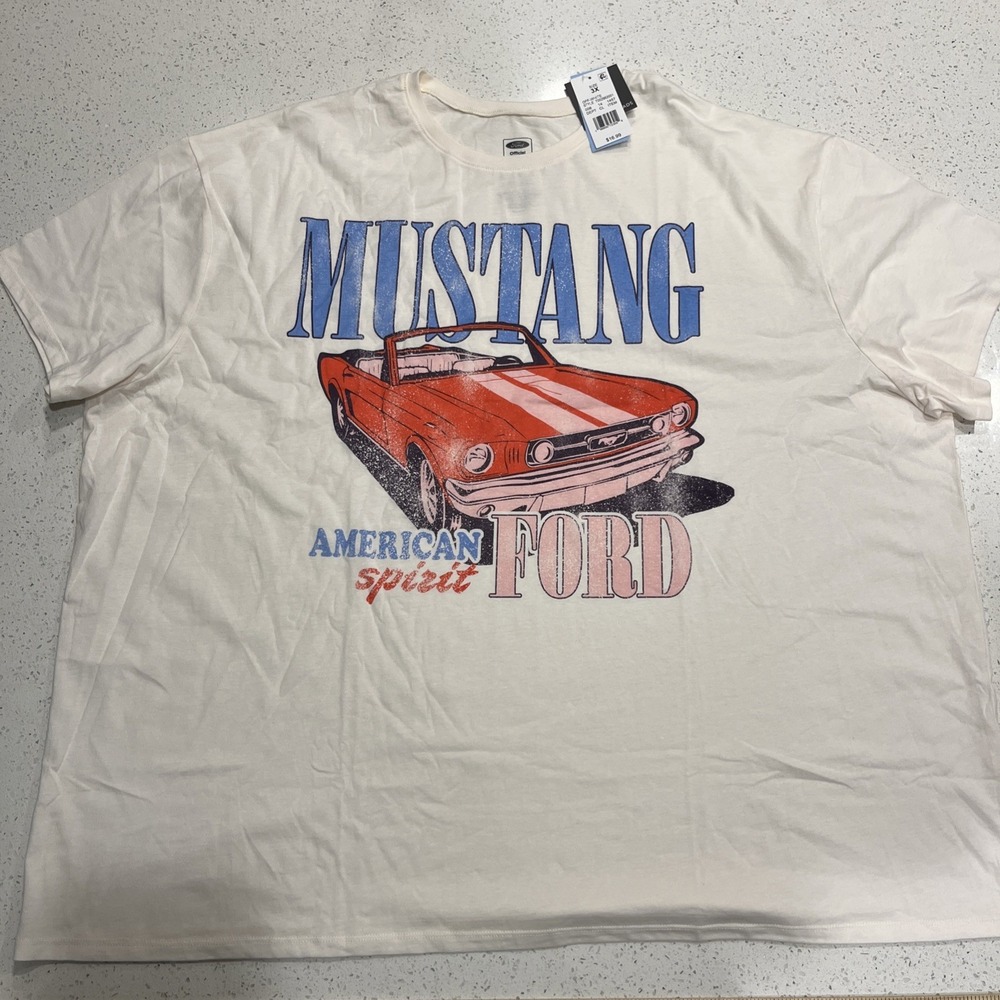 Ford Mustang Graphic T-Shirt 3X – NWT – Vintage Style Red Convertible Tee